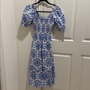Louisa Nap Dress in Blue Shell Mosaic Cotton